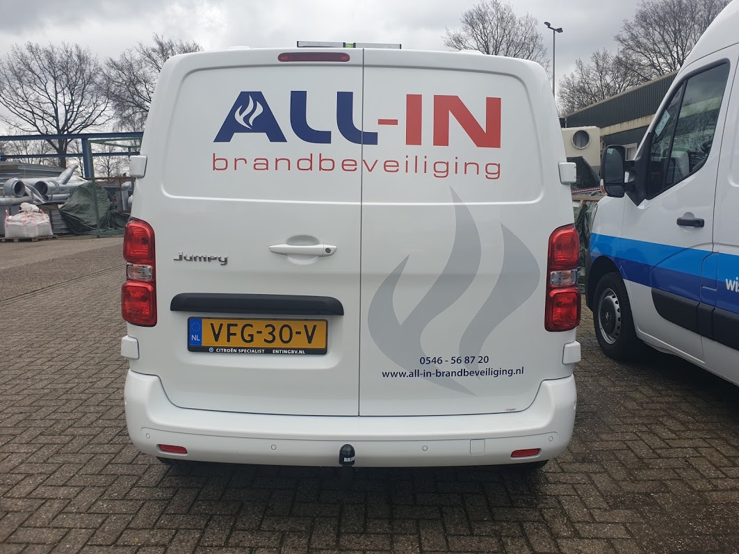 All-In Brandbeveiliging, All-In, Vriezenveen, Belettering, Reclame, AS, AS Paint, Brand, Beveiliging, Reflecterend, Snijfolie